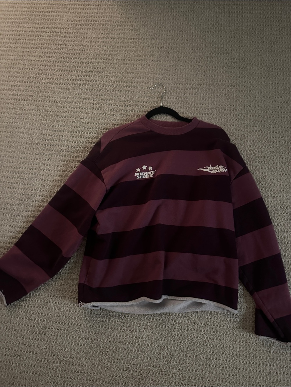 Striped Crewneck Sweater in Purple and Plum